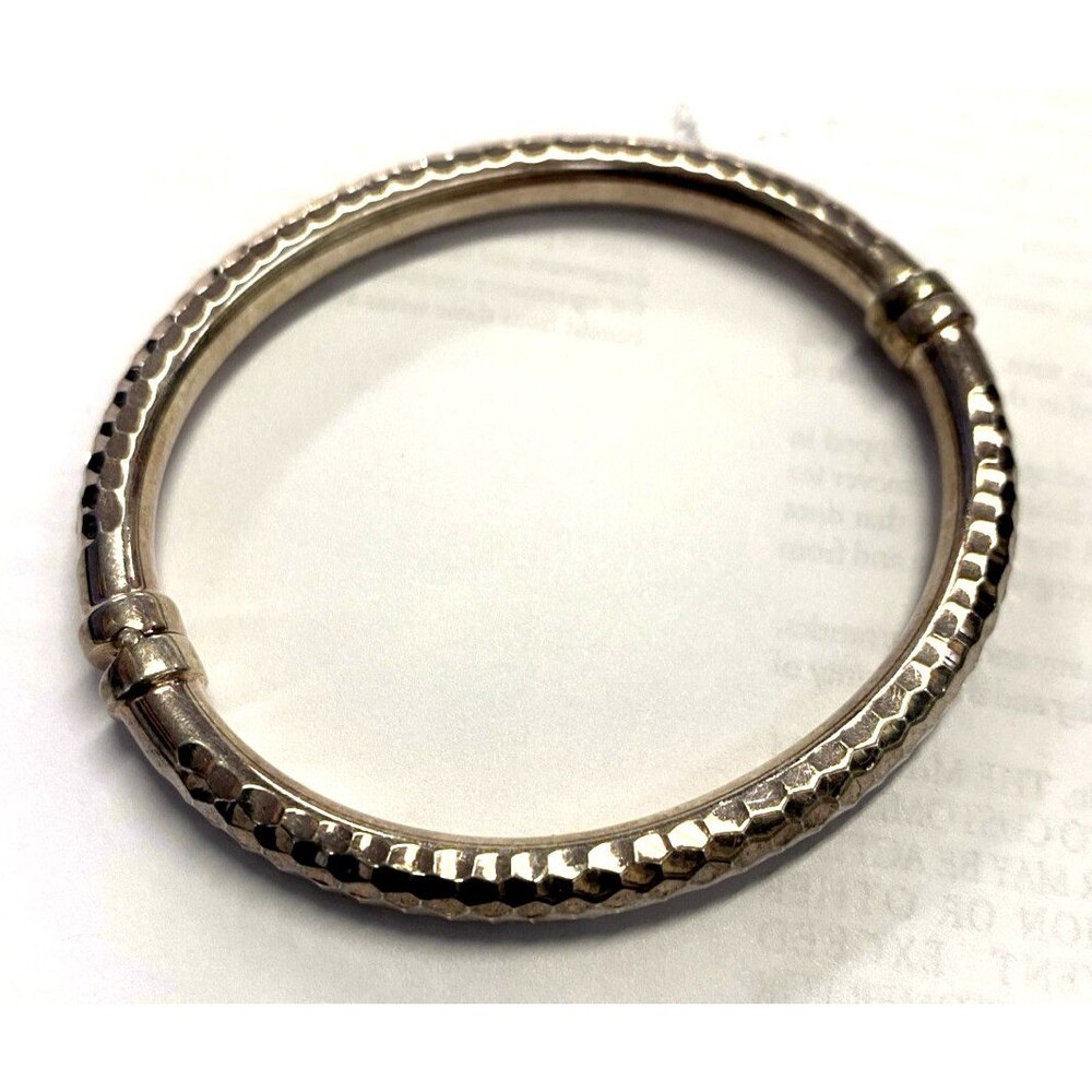Thailand Sterling Silver Bangle Diamond Cut Bracelet 8.5" Free Shipping